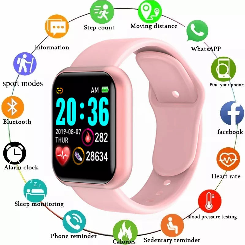 Smart Watch Relógio inteligente multifuncional para homens e mulheres, telefone conectado bluetooth, música, pulseira de esportes fitness, monitor de sono, smartwatch y68, d20