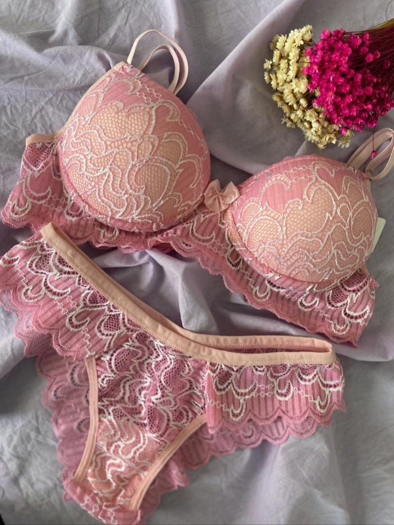 kit com 5 conjunto Lingerie luxo Premium estampada bicolor