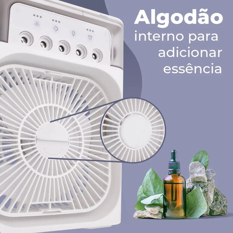 O Mini Ar Condicionado Ventilador de Mesa Umidificador da TOP SHOPI OFERTAS é uma ótima solução para os dias de calor.