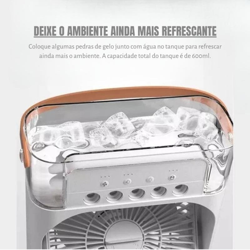 O Mini Ar Condicionado Ventilador de Mesa Umidificador da TOP SHOPI OFERTAS é uma ótima solução para os dias de calor.