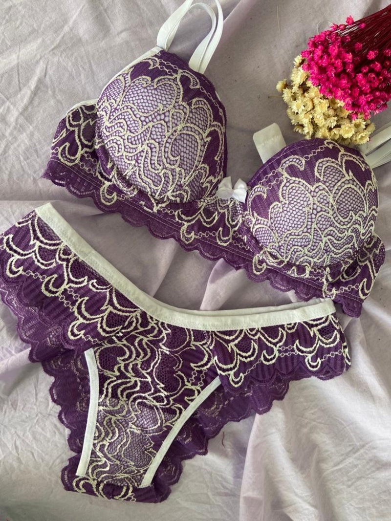 kit com 5 conjunto Lingerie luxo Premium estampada bicolor