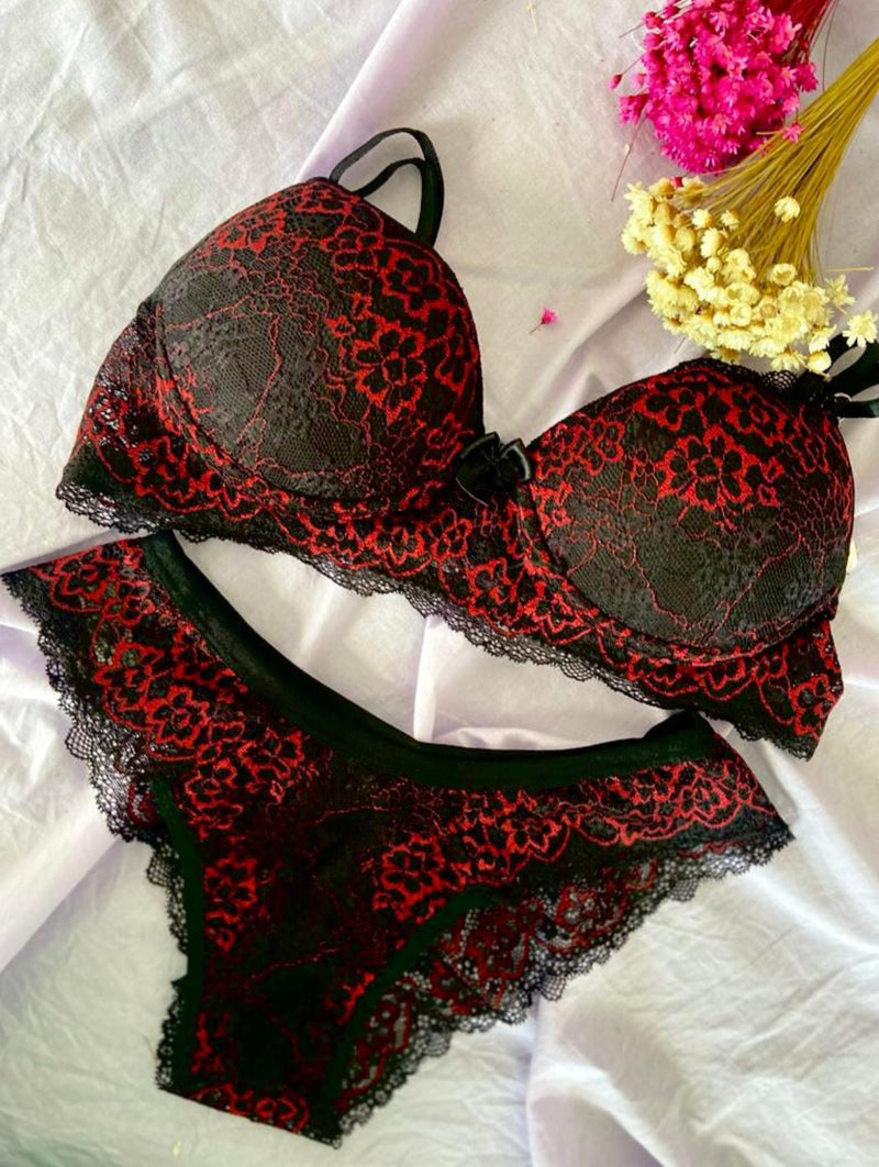 kit com 5 conjunto Lingerie luxo Premium estampada bicolor